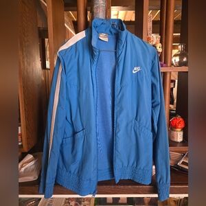 Nike Blue Windbreaker with White Accents Small